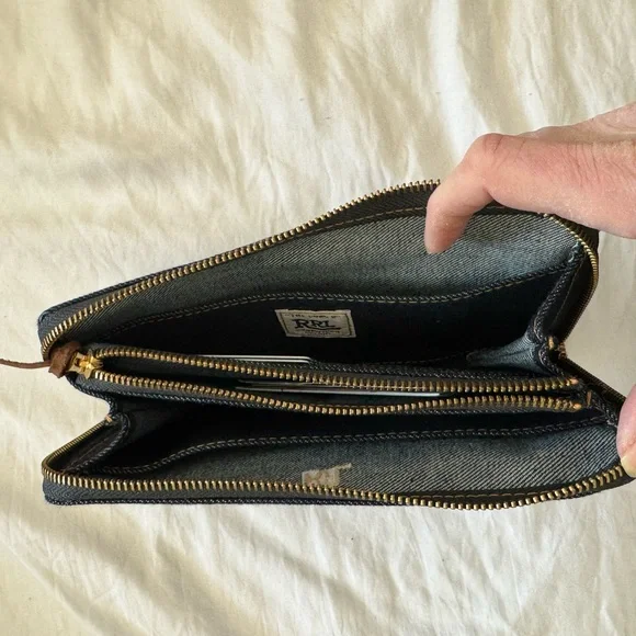 Ralph Lauren Double RL Striped Denim Pouch - Picture 3 of 5